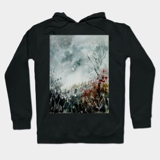 snowy landscape watercolor Hoodie